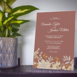 Invitación Dusty Rosa Autumn Boho boda