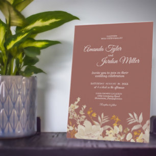 Invitación Dusty Rosa Autumn Boho boda