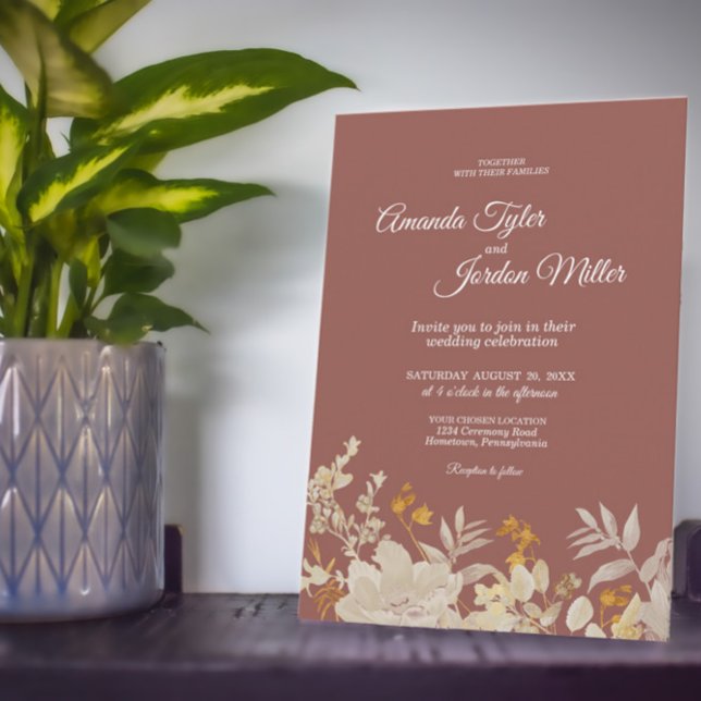 Invitación Dusty Rosa Autumn Boho boda (Subido por el creador)
