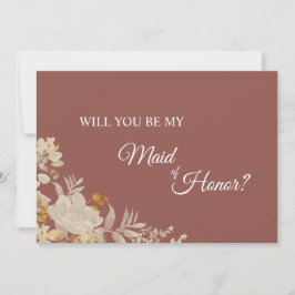 Invitación Dusty Rosa Autumn Boho Maid of Honor Propuesta Car