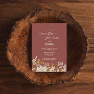 Invitación Dusty Rosa Autumn Boho Wedding Recepcion