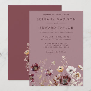 Invitación Dusty Rosa Boda Wildflower