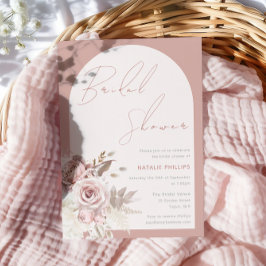 Invitación Dusty Rosa Boho Arch Rubor Floral Bridal Shower