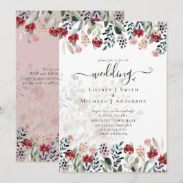 Invitación Dusty Rosa Borgoña Boda Floral