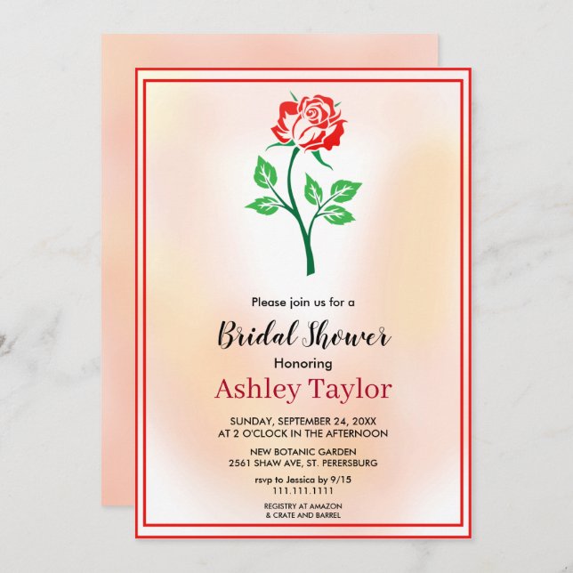 Invitación Dusty rosa botánico floral Bridal Shower (Anverso / Reverso)