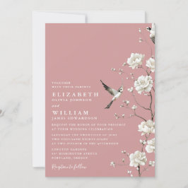 Invitación Dusty Rosa Chinoiserie Floral Garden Wedding
