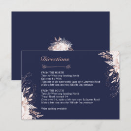 Invitación Dusty Rosa de dirección azul de la Marina Floral B