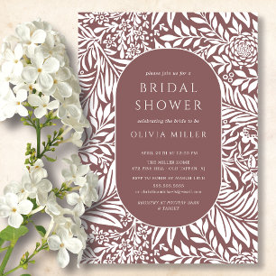 Invitación Dusty Rosa de hojas Floral Bridal Shower