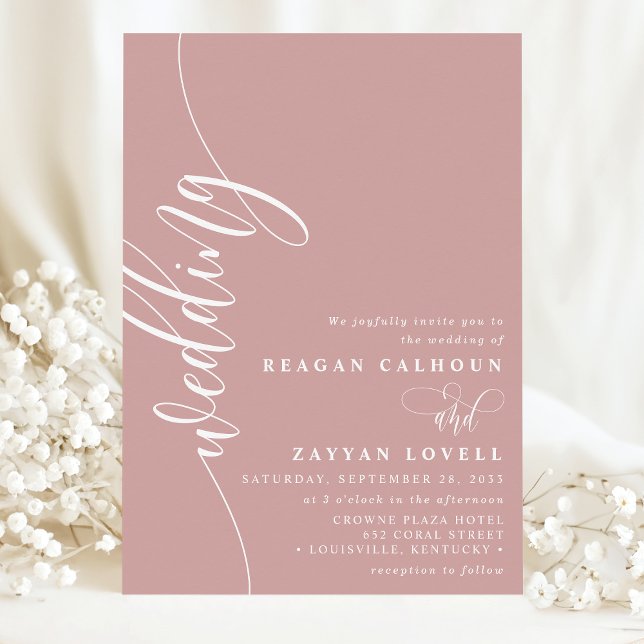 Invitación Dusty Rosa Elegante Boda de guión de caligrafía (Subido por el creador)