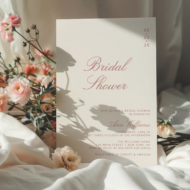 Invitación Dusty Rosa Elegante caligrafía Ducha nupcial (Subido por el creador)