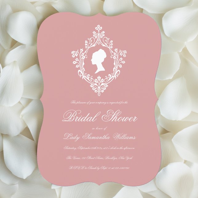 Invitación Dusty Rosa Escudo de cosecha Regency Bridal Shower (Subido por el creador)