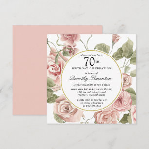 Invitación Dusty Rosa Floral 70 cumpleaños