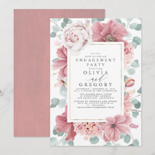 Invitación Dusty Rosa Floral Botanagement Party