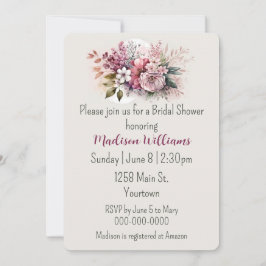 Invitación Dusty Rosa Floral Bouquet Bridal Shower