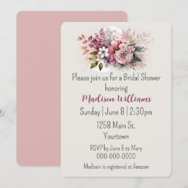 Invitación Dusty Rosa Floral Bouquet Bridal Shower