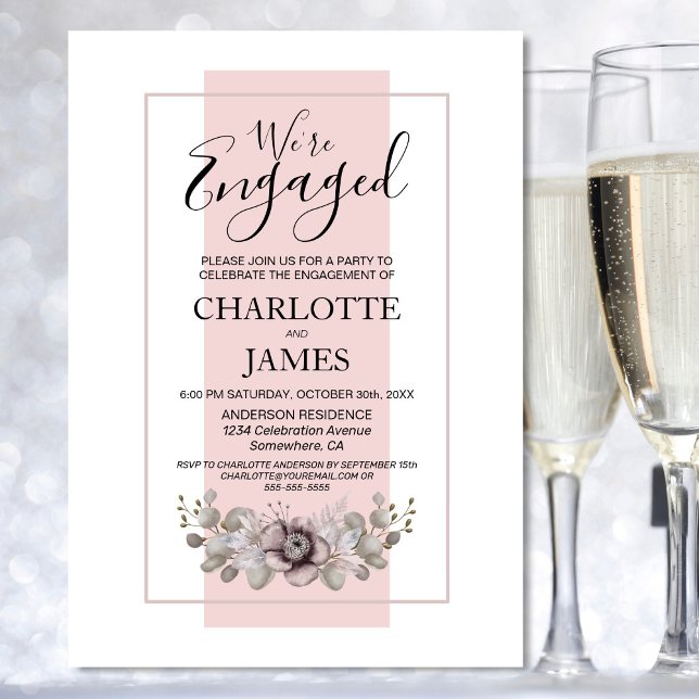 Invitación Dusty Rosa Floral Eucalyptus Engagement Party (Subido por el creador)