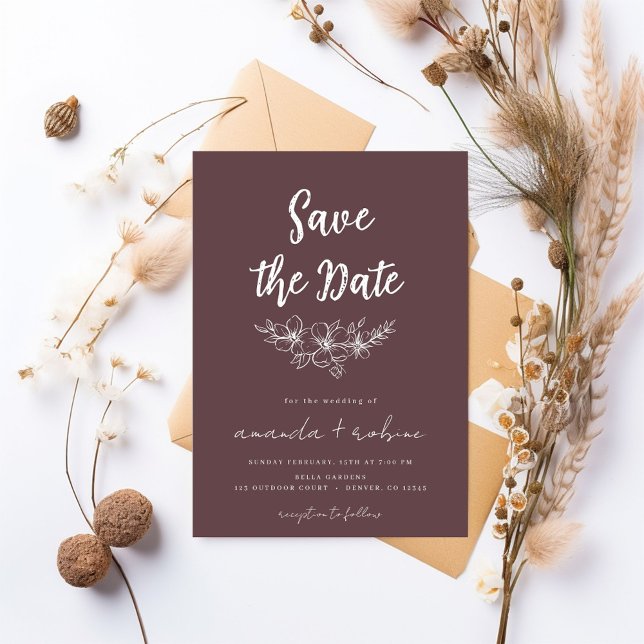 Invitación Dusty Rosa Floral Guardar la fecha (Subido por el creador)
