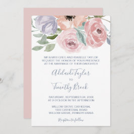 Invitación Dusty Rosa Florals Boda formal