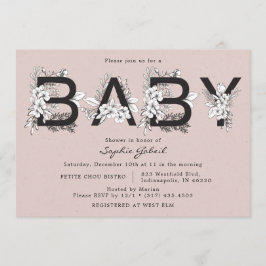 Invitación Dusty Rosa Florals Bouquet Baby Shower