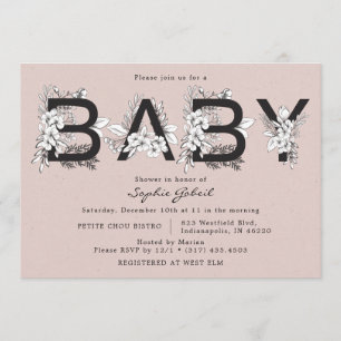 Invitación Dusty Rosa Florals Bouquet Baby Shower