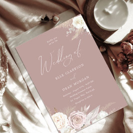 Invitación Dusty Rosa Marfil Floral Elegante Boda