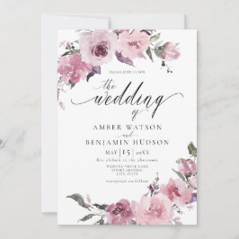 Invitación Dusty Rosa Mauve Boda Floral Rubor rosa