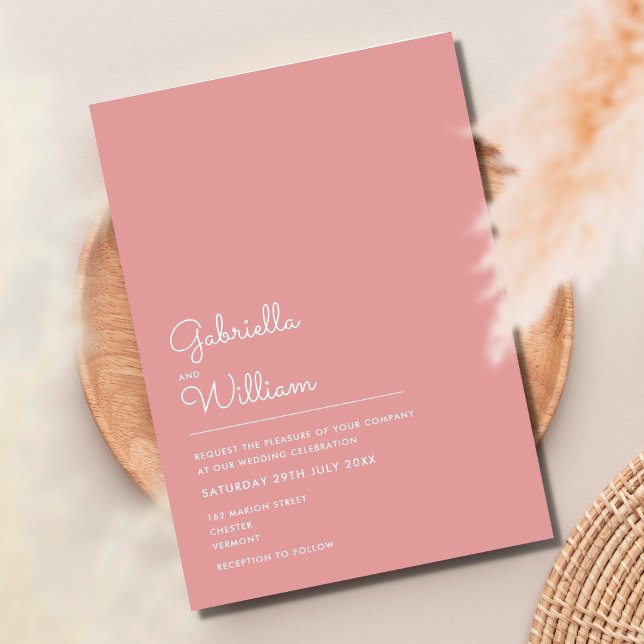 Invitación Dusty Rosa Minimalista Mauve Boda (Subido por el creador)