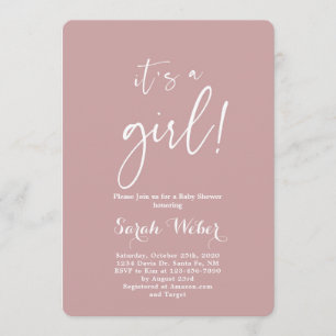 Invitación Dusty rosa minimalista moderno chica de ducha de b