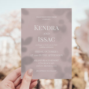 Invitación Dusty Rosa Modern Presa Leaves Boda