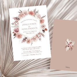 Invitación Dusty Rosa Pampas Grass Boho Boda