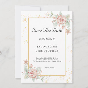 Invitación Dusty Rosa Pink Floral Peony Salva Al Boda De Fech