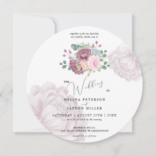 Invitación Dusty Rosa Plum Peony Boda Floral