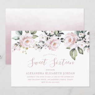 Invitación Dusty Rosa Rubor Brunch y Sweet 16 Fiesta