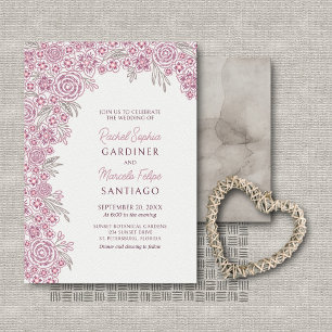 Invitación Dusty Rosa Rubor Burgundy Floral Arch Boda