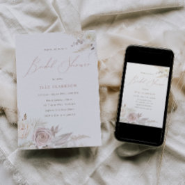 Invitación Dusty Rosa y marfil elegante ducha de novia
