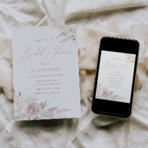 Invitación Dusty Rosa y marfil elegante ducha de novia