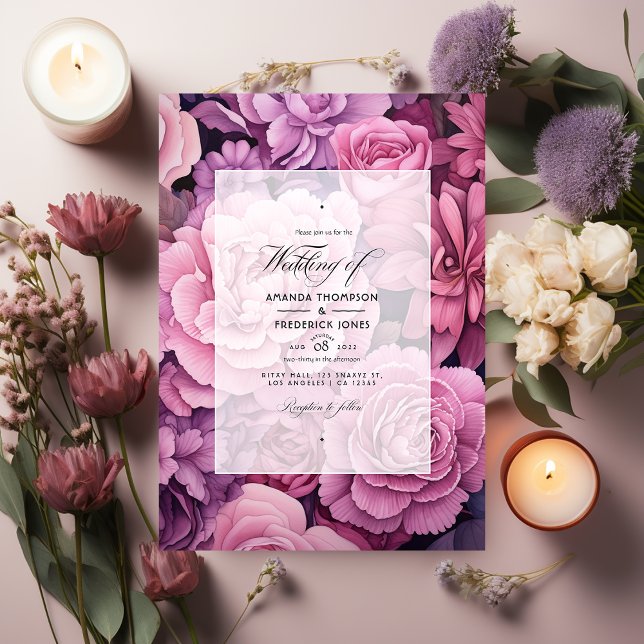 Invitación Dusty Rosa y Mauve Floral Boda (Subido por el creador)