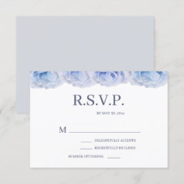 Invitación Dusty Rosas azules Boda floral elegante blanca RSV