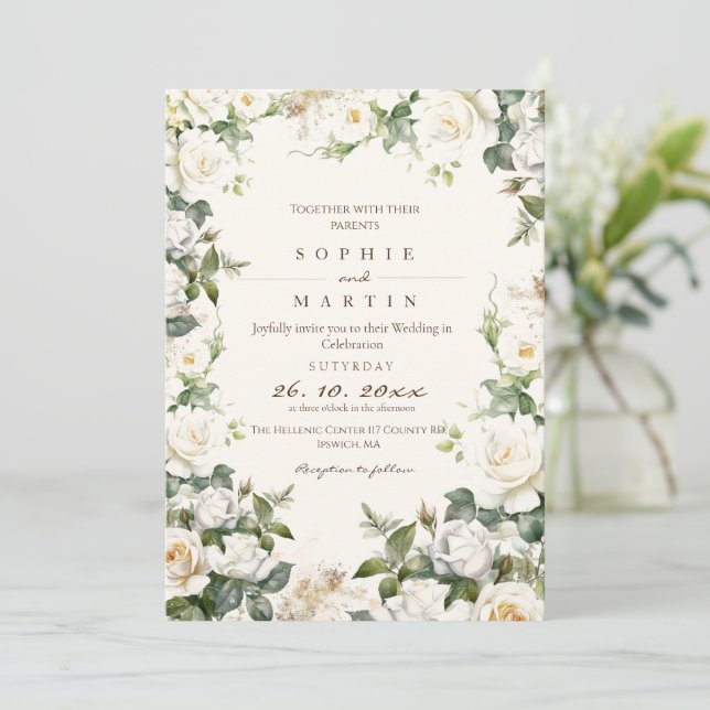 Invitación Dusty Rosas Boda Garden Floral (Anverso de pie)