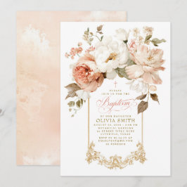 Invitación Dusty Rose and Beige Earthy Botanical Baptism