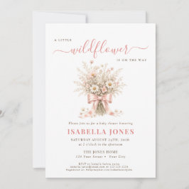 Invitación  Dusty Rose Boho Wildflower Meadow Baby Shower