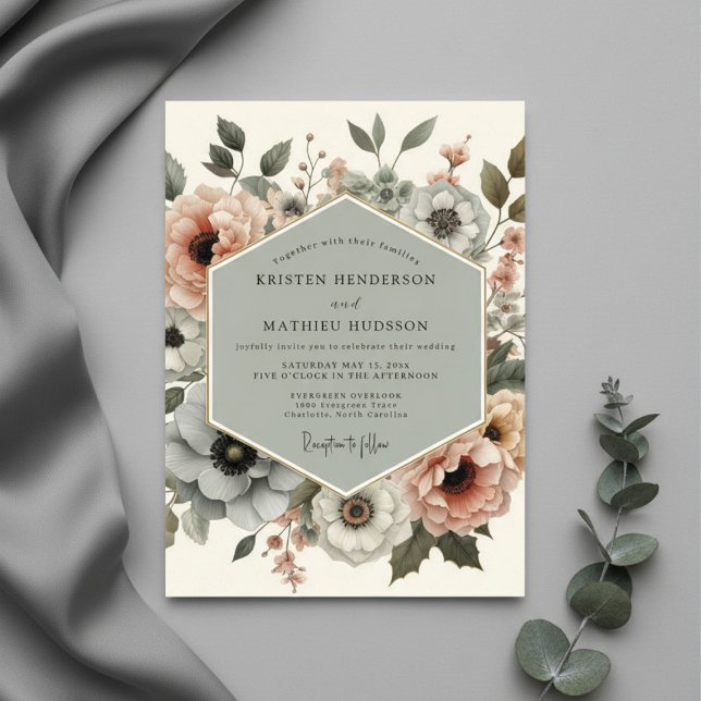 Invitación Dusty Rose Botanical Elegance Wedding (Subido por el creador)