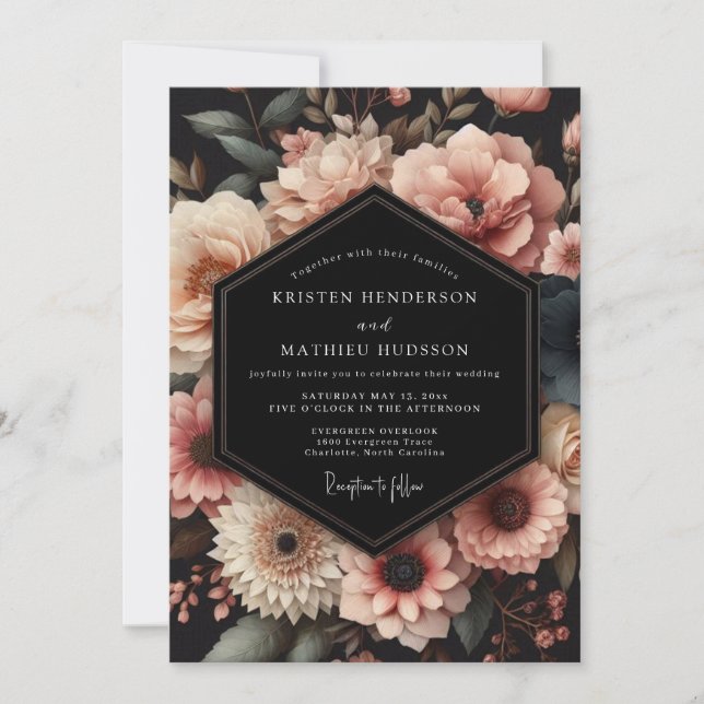 Invitación Dusty Rose Botanical Romance Wedding (Anverso)