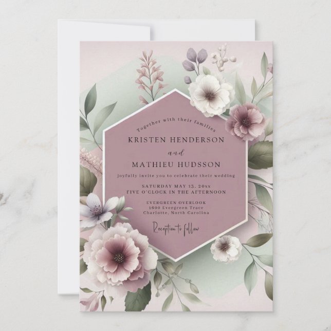 Invitación Dusty Rose Botanical Whimsy Wedding (Anverso)