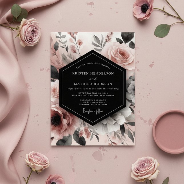 Invitación Dusty Rose Floral Bloom Romance Wedding (Subido por el creador)