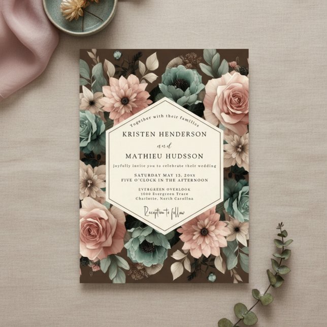 Invitación Dusty Rose Floral Romance Wedding (Subido por el creador)
