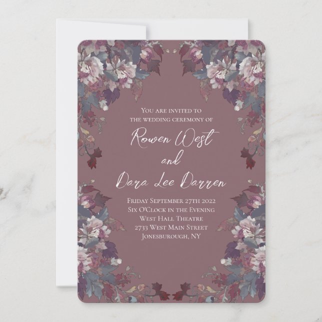 Invitación Dusty Rose Floral Wedding Autumn Botanical (Anverso)