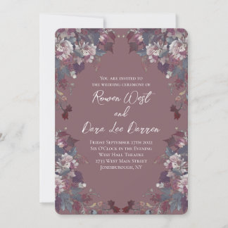 Invitación Dusty Rose Floral Wedding Autumn Botanical