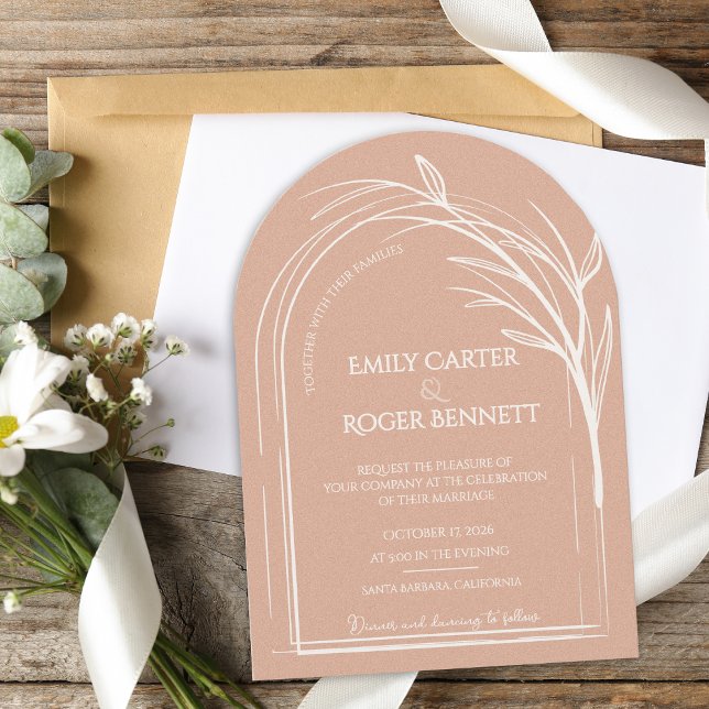 Invitación Dusty Rose Minimalist Arch Botanical Wedding (Dusty Rose Minimalist Arch Botanical Wedding Invitation | Elegant Romantic Wedding Invite)