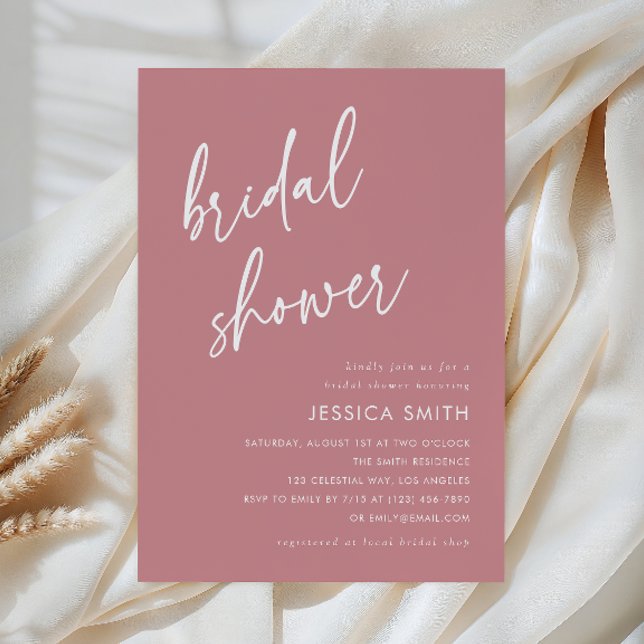 Invitación Dusty Rose Minimalist Boho Bridal Shower (Subido por el creador)